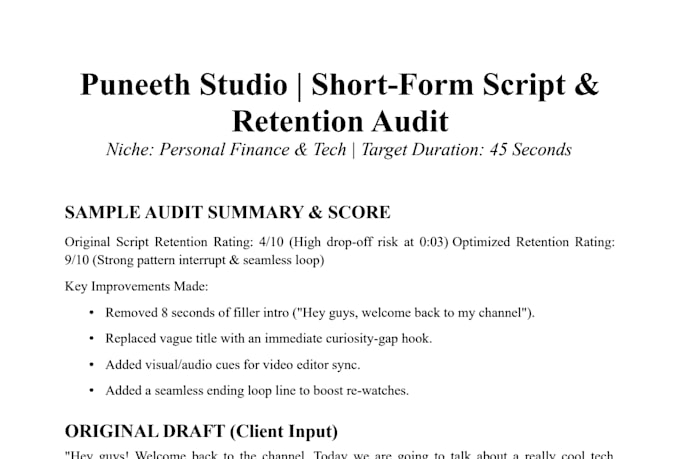 audit, rewrite, and optimize your youtube video scripts for retention